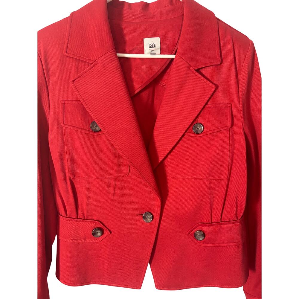 Cabi Little Red Jacket Blazer 10 Red Ponte Knit Career Office Stretch Workwear